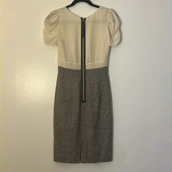 Rebecca Taylor | Fitted Retro style silk/linen blend dress Womens size 2 leopard - Picture 6 of 13